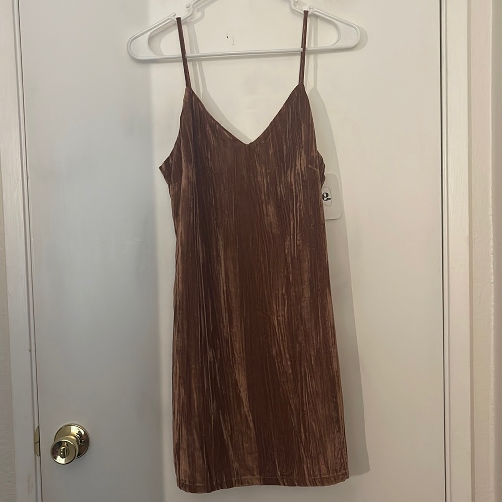 Brown coppered color velvet dress